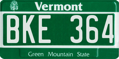 VT license plate BKE364