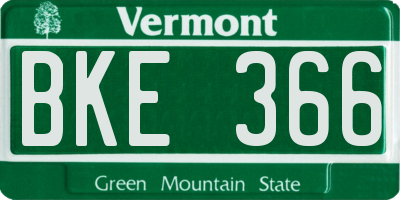 VT license plate BKE366