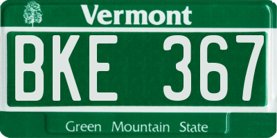 VT license plate BKE367