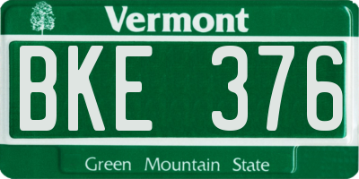 VT license plate BKE376