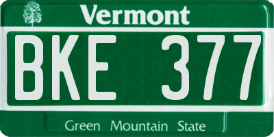 VT license plate BKE377