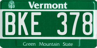 VT license plate BKE378
