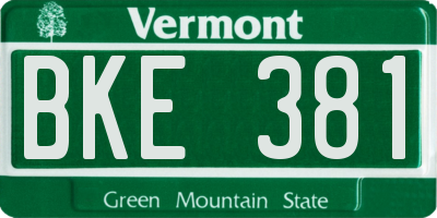 VT license plate BKE381