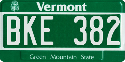 VT license plate BKE382