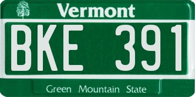 VT license plate BKE391