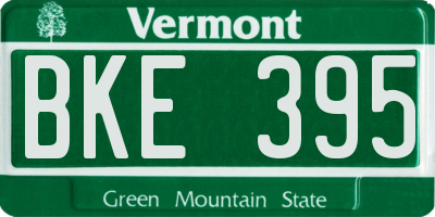 VT license plate BKE395