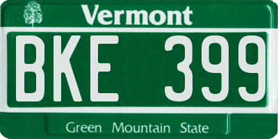 VT license plate BKE399