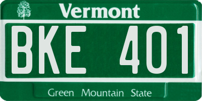 VT license plate BKE401