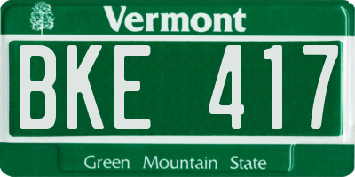 VT license plate BKE417