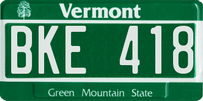VT license plate BKE418