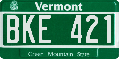VT license plate BKE421