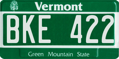VT license plate BKE422