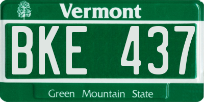VT license plate BKE437