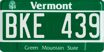 VT license plate BKE439