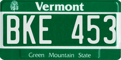 VT license plate BKE453