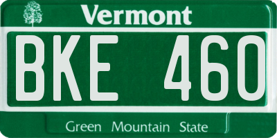VT license plate BKE460