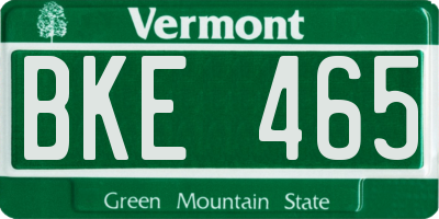 VT license plate BKE465
