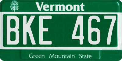 VT license plate BKE467