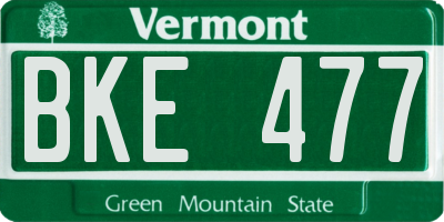 VT license plate BKE477