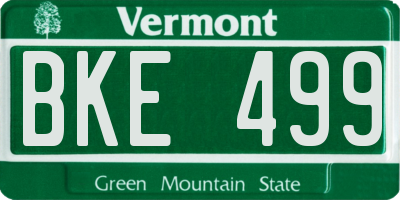 VT license plate BKE499