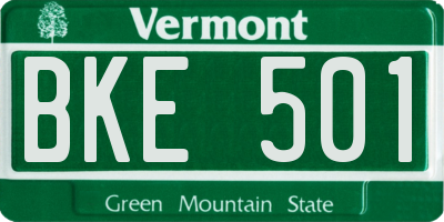 VT license plate BKE501