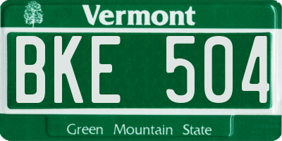 VT license plate BKE504