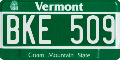 VT license plate BKE509