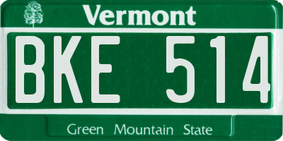 VT license plate BKE514