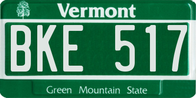 VT license plate BKE517
