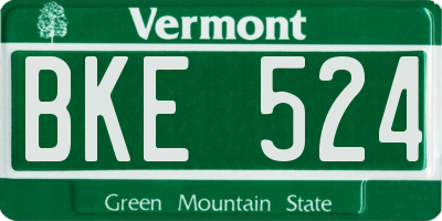 VT license plate BKE524