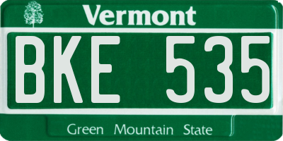VT license plate BKE535