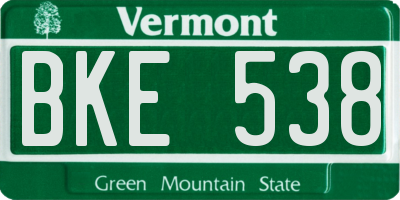 VT license plate BKE538