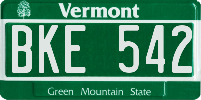 VT license plate BKE542