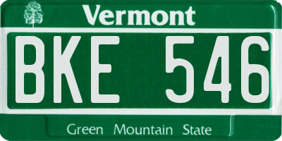 VT license plate BKE546