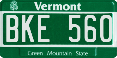 VT license plate BKE560