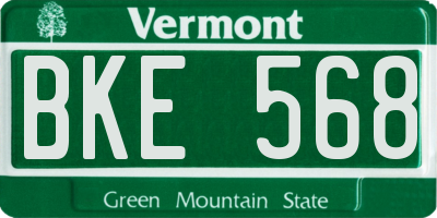 VT license plate BKE568