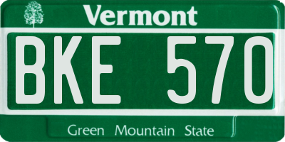 VT license plate BKE570