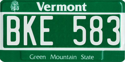 VT license plate BKE583