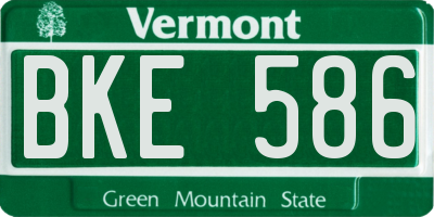 VT license plate BKE586