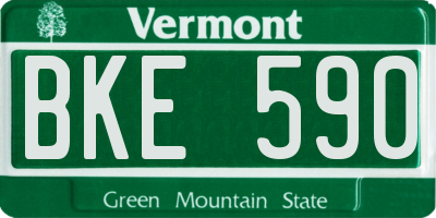 VT license plate BKE590