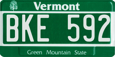 VT license plate BKE592