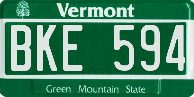 VT license plate BKE594