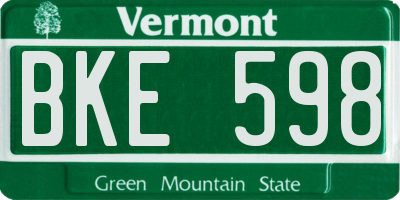 VT license plate BKE598