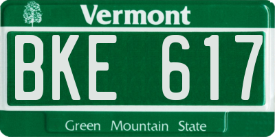 VT license plate BKE617