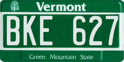 VT license plate BKE627