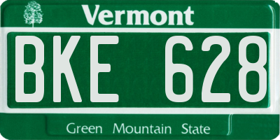 VT license plate BKE628