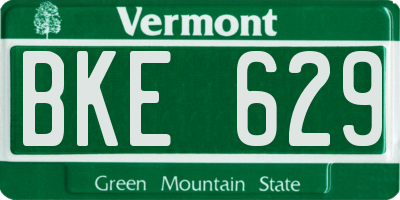 VT license plate BKE629