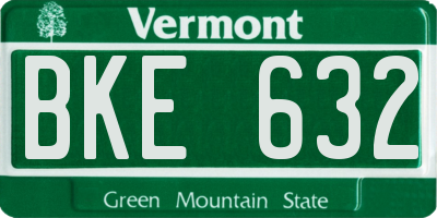 VT license plate BKE632