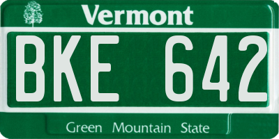 VT license plate BKE642
