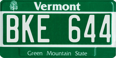 VT license plate BKE644